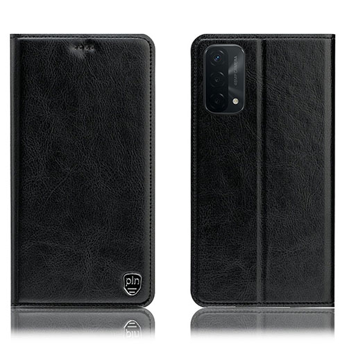 Leather Case Stands Flip Cover Holder H04P for OnePlus Nord N200 5G Black