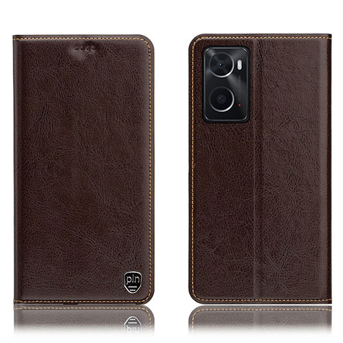 Leather Case Stands Flip Cover Holder H04P for Oppo A36 Brown