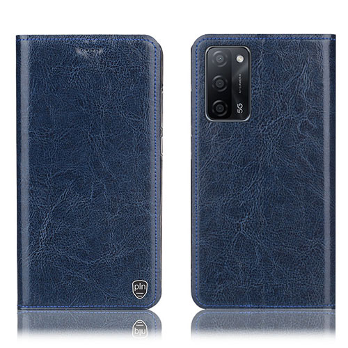 Leather Case Stands Flip Cover Holder H04P for Oppo A53s 5G Blue