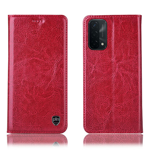 Leather Case Stands Flip Cover Holder H04P for Oppo A93 5G Red