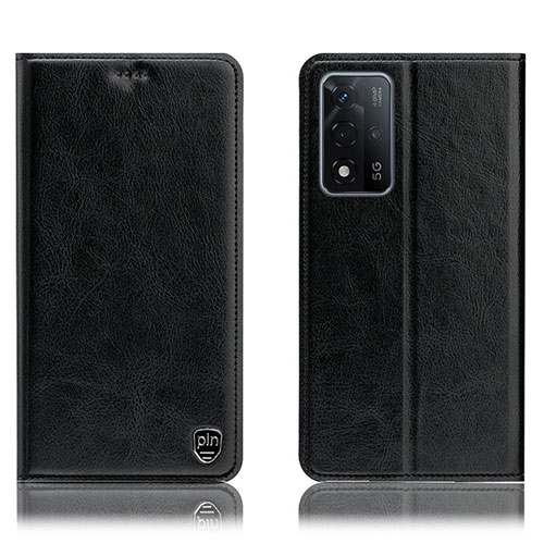 Leather Case Stands Flip Cover Holder H04P for Oppo A93s 5G Black