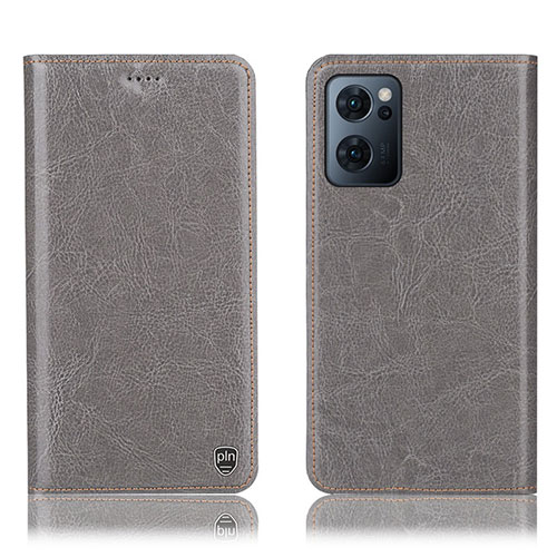 Leather Case Stands Flip Cover Holder H04P for Oppo Find X5 Lite 5G Gray