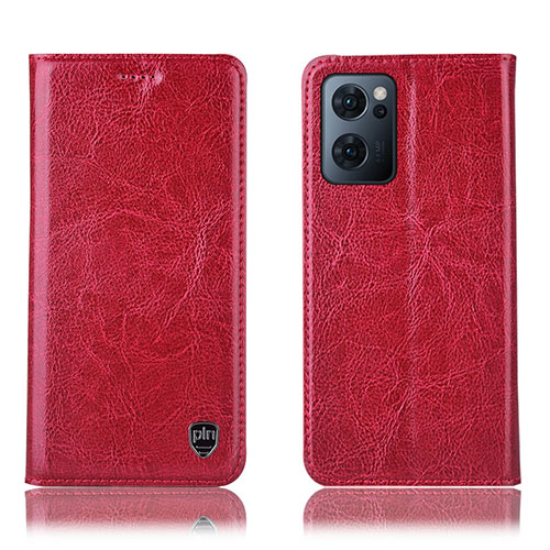 Leather Case Stands Flip Cover Holder H04P for Oppo Find X5 Lite 5G Red