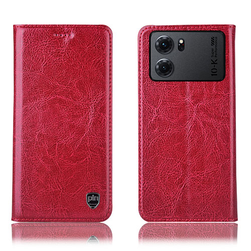 Leather Case Stands Flip Cover Holder H04P for Oppo K10 5G Red