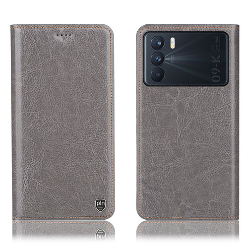 Leather Case Stands Flip Cover Holder H04P for Oppo K9 Pro 5G Gray