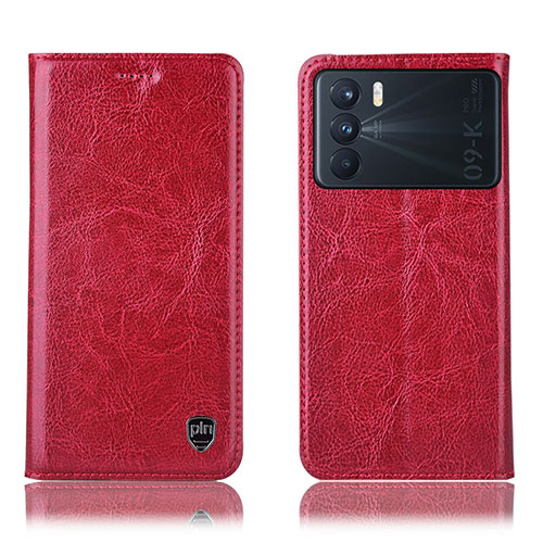 Leather Case Stands Flip Cover Holder H04P for Oppo K9 Pro 5G Red