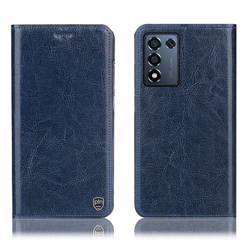 Leather Case Stands Flip Cover Holder H04P for Oppo K9S 5G Blue