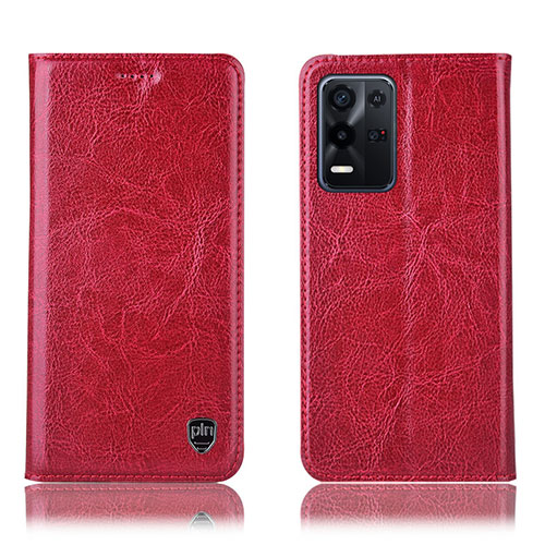 Leather Case Stands Flip Cover Holder H04P for Oppo K9X 5G Red