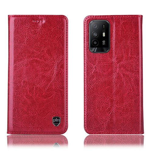 Leather Case Stands Flip Cover Holder H04P for Oppo Reno5 Z 5G Red