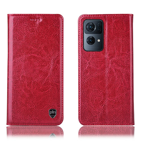 Leather Case Stands Flip Cover Holder H04P for Oppo Reno7 Pro 5G Red