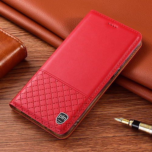 Leather Case Stands Flip Cover Holder H04P for Samsung Galaxy S24 Plus 5G Red