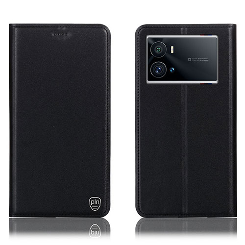 Leather Case Stands Flip Cover Holder H04P for Vivo iQOO 9 Pro 5G Black