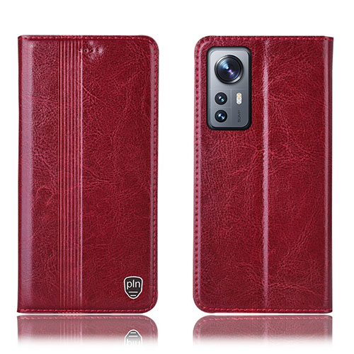 Leather Case Stands Flip Cover Holder H04P for Xiaomi Mi 12 Pro 5G Red