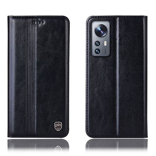 Leather Case Stands Flip Cover Holder H04P for Xiaomi Mi 12X 5G Black