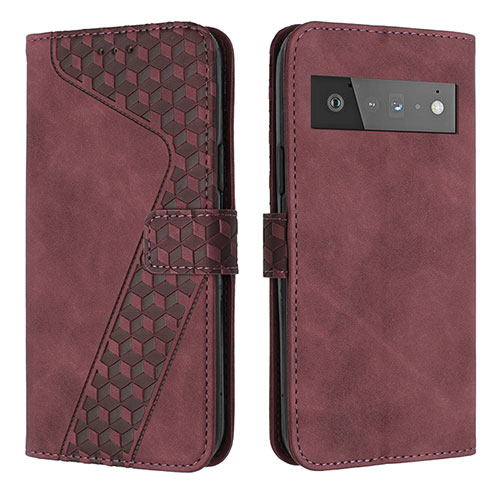 Leather Case Stands Flip Cover Holder H04X for Google Pixel 6 Pro 5G Red