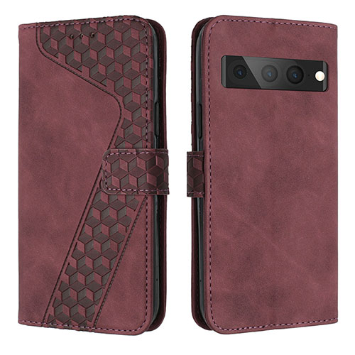 Leather Case Stands Flip Cover Holder H04X for Google Pixel 7 Pro 5G Red