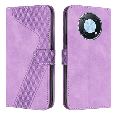 Leather Case Stands Flip Cover Holder H04X for Huawei Enjoy 50 Pro Purple