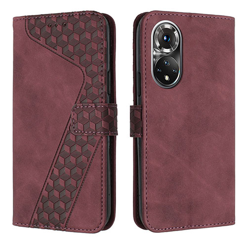 Leather Case Stands Flip Cover Holder H04X for Huawei Honor 50 Pro 5G Red