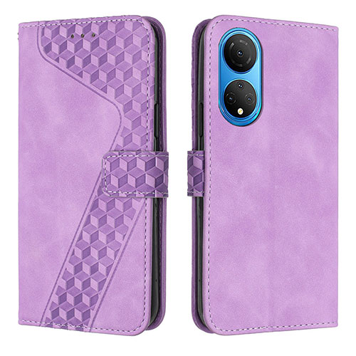 Leather Case Stands Flip Cover Holder H04X for Huawei Honor X7 Purple