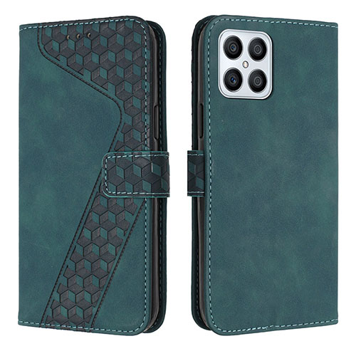 Leather Case Stands Flip Cover Holder H04X for Huawei Honor X8 4G Green