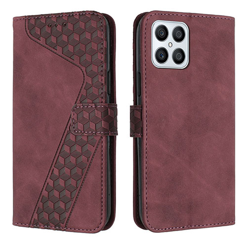 Leather Case Stands Flip Cover Holder H04X for Huawei Honor X8 4G Red