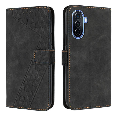 Leather Case Stands Flip Cover Holder H04X for Huawei Nova Y70 Plus Black