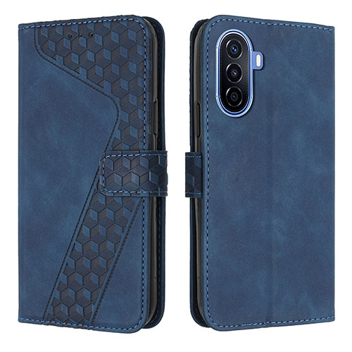 Leather Case Stands Flip Cover Holder H04X for Huawei Nova Y71 Blue