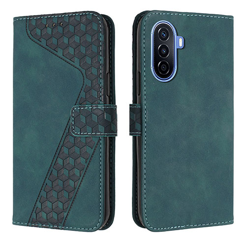 Leather Case Stands Flip Cover Holder H04X for Huawei Nova Y71 Green