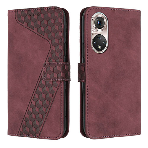 Leather Case Stands Flip Cover Holder H04X for Huawei P50 Red