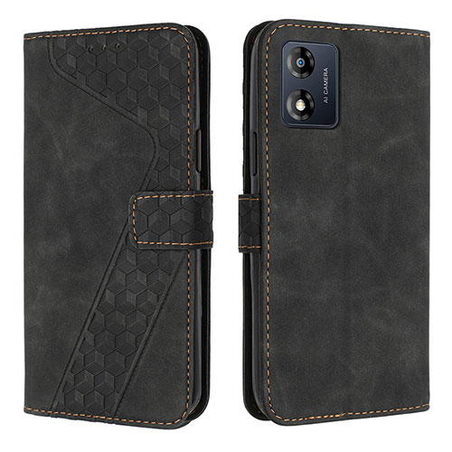 Leather Case Stands Flip Cover Holder H04X for Motorola Moto E13 Black