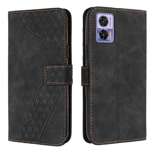 Leather Case Stands Flip Cover Holder H04X for Motorola Moto Edge 30 Lite 5G Black