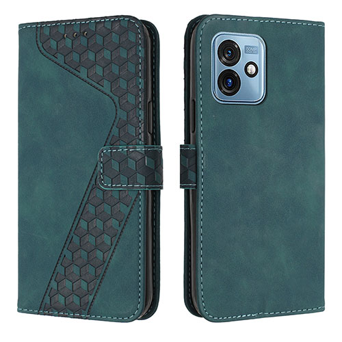 Leather Case Stands Flip Cover Holder H04X for Motorola Moto G 5G (2023) Green