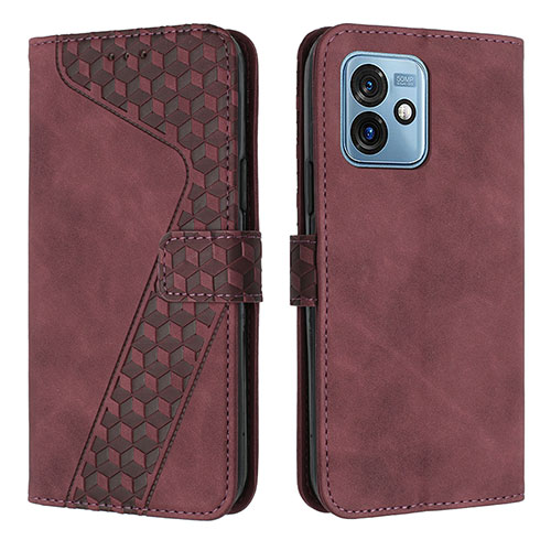 Leather Case Stands Flip Cover Holder H04X for Motorola Moto G 5G (2023) Red