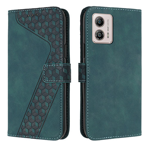 Leather Case Stands Flip Cover Holder H04X for Motorola Moto G53 5G Green