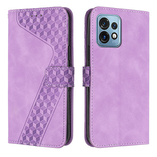 Leather Case Stands Flip Cover Holder H04X for Motorola Moto X40 5G Purple