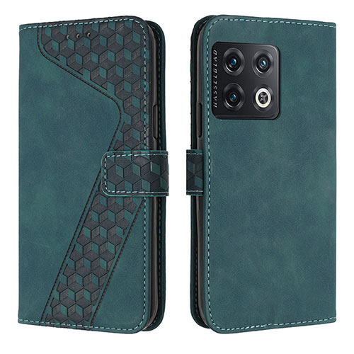 Leather Case Stands Flip Cover Holder H04X for OnePlus 10T 5G Green