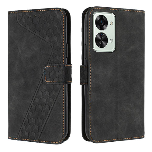 Leather Case Stands Flip Cover Holder H04X for OnePlus Nord 2T 5G Black