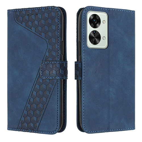 Leather Case Stands Flip Cover Holder H04X for OnePlus Nord 2T 5G Blue