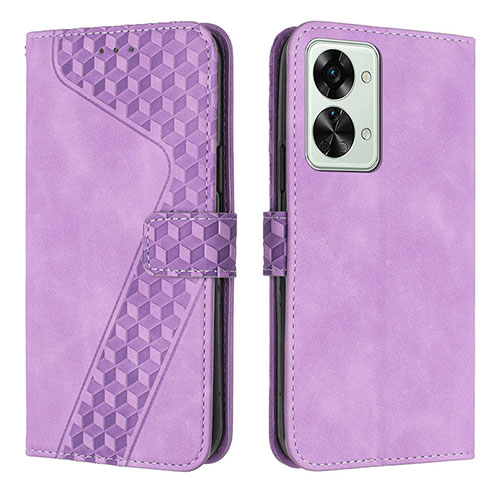 Leather Case Stands Flip Cover Holder H04X for OnePlus Nord 2T 5G Purple