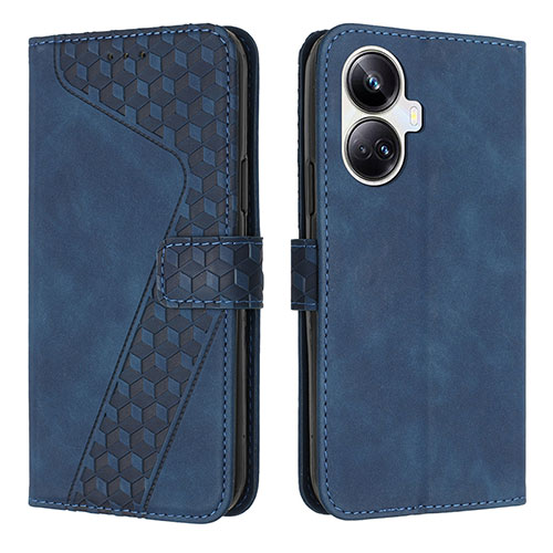 Leather Case Stands Flip Cover Holder H04X for Realme 10 Pro+ Plus 5G Blue