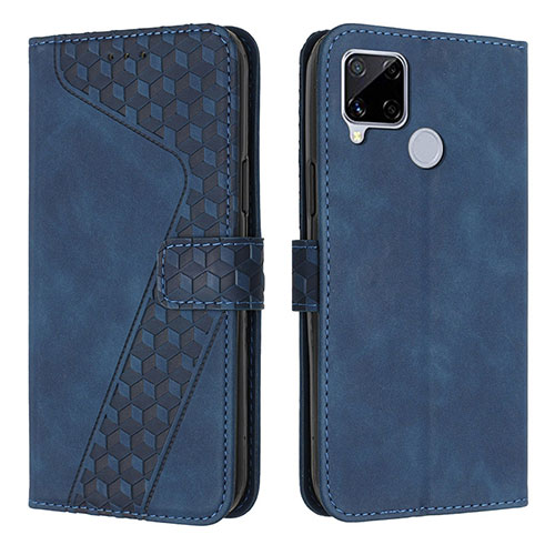 Leather Case Stands Flip Cover Holder H04X for Realme 7i RMX2193 Blue