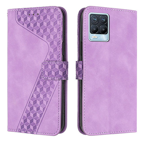 Leather Case Stands Flip Cover Holder H04X for Realme 8 4G Purple