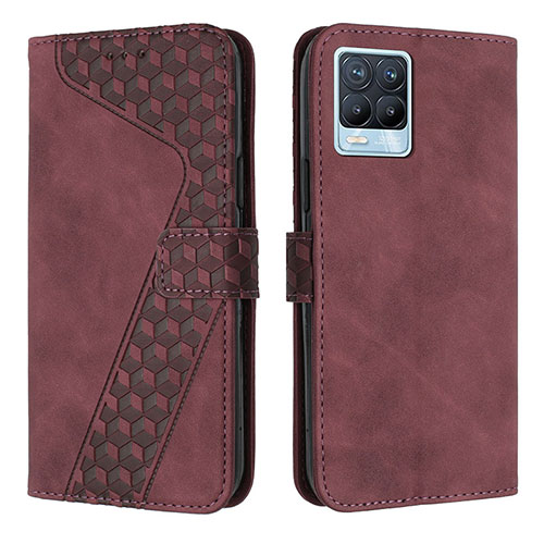 Leather Case Stands Flip Cover Holder H04X for Realme 8 4G Red