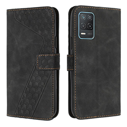 Leather Case Stands Flip Cover Holder H04X for Realme 8 5G Black