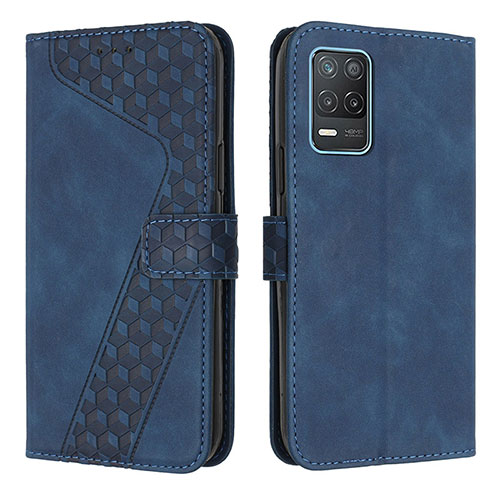 Leather Case Stands Flip Cover Holder H04X for Realme 8 5G Blue