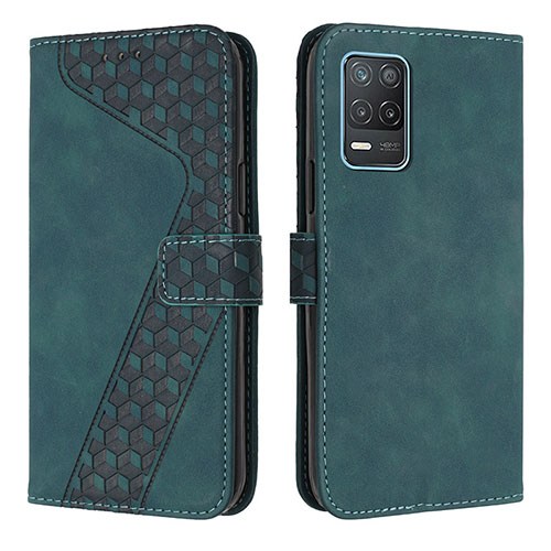 Leather Case Stands Flip Cover Holder H04X for Realme 8 5G Green