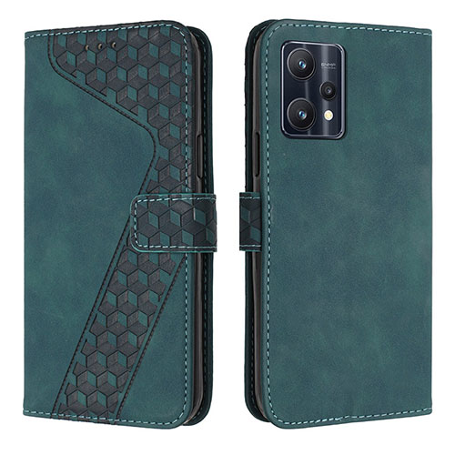 Leather Case Stands Flip Cover Holder H04X for Realme 9 5G Green