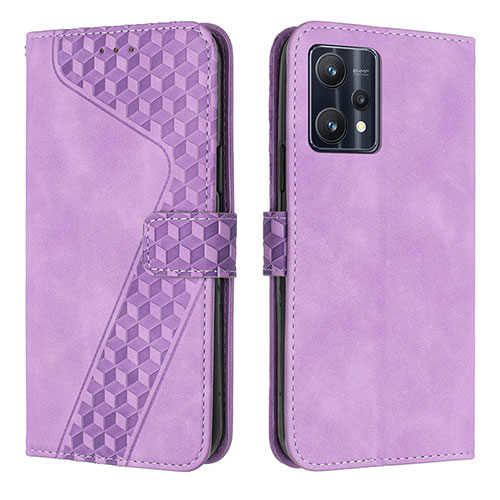 Leather Case Stands Flip Cover Holder H04X for Realme 9 Pro 5G Purple