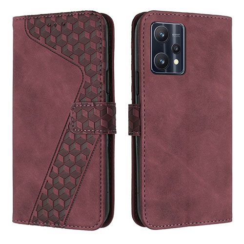 Leather Case Stands Flip Cover Holder H04X for Realme 9 Pro 5G Red