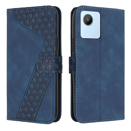 Leather Case Stands Flip Cover Holder H04X for Realme C30 Blue